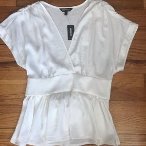 Express Satin Peplum Tie Back Top